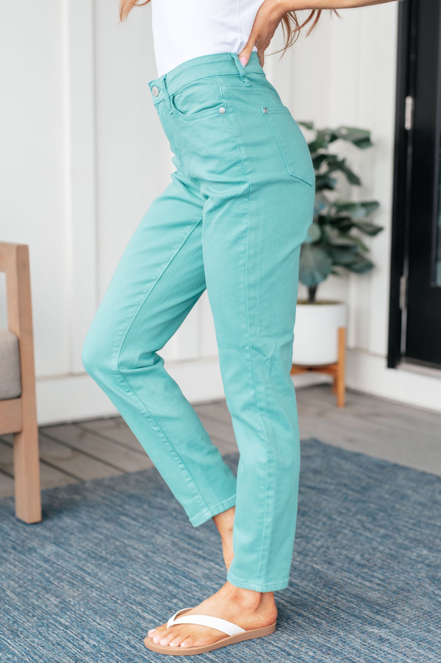 Judy Blue Bridgette High Rise Slim Jeans in Aquamarine
