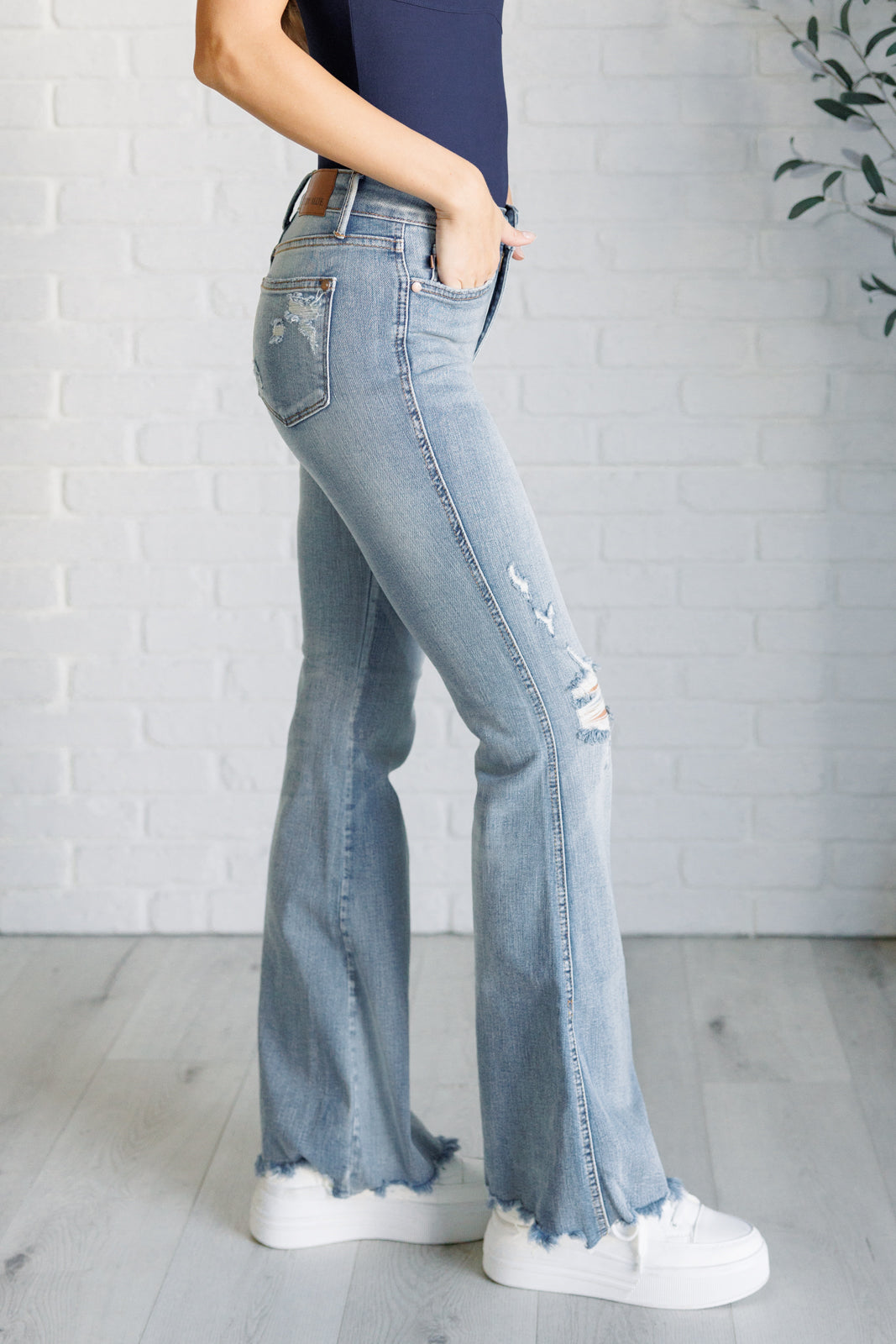 Judy Blue Caroline Control Top Distressed Flare Jeans