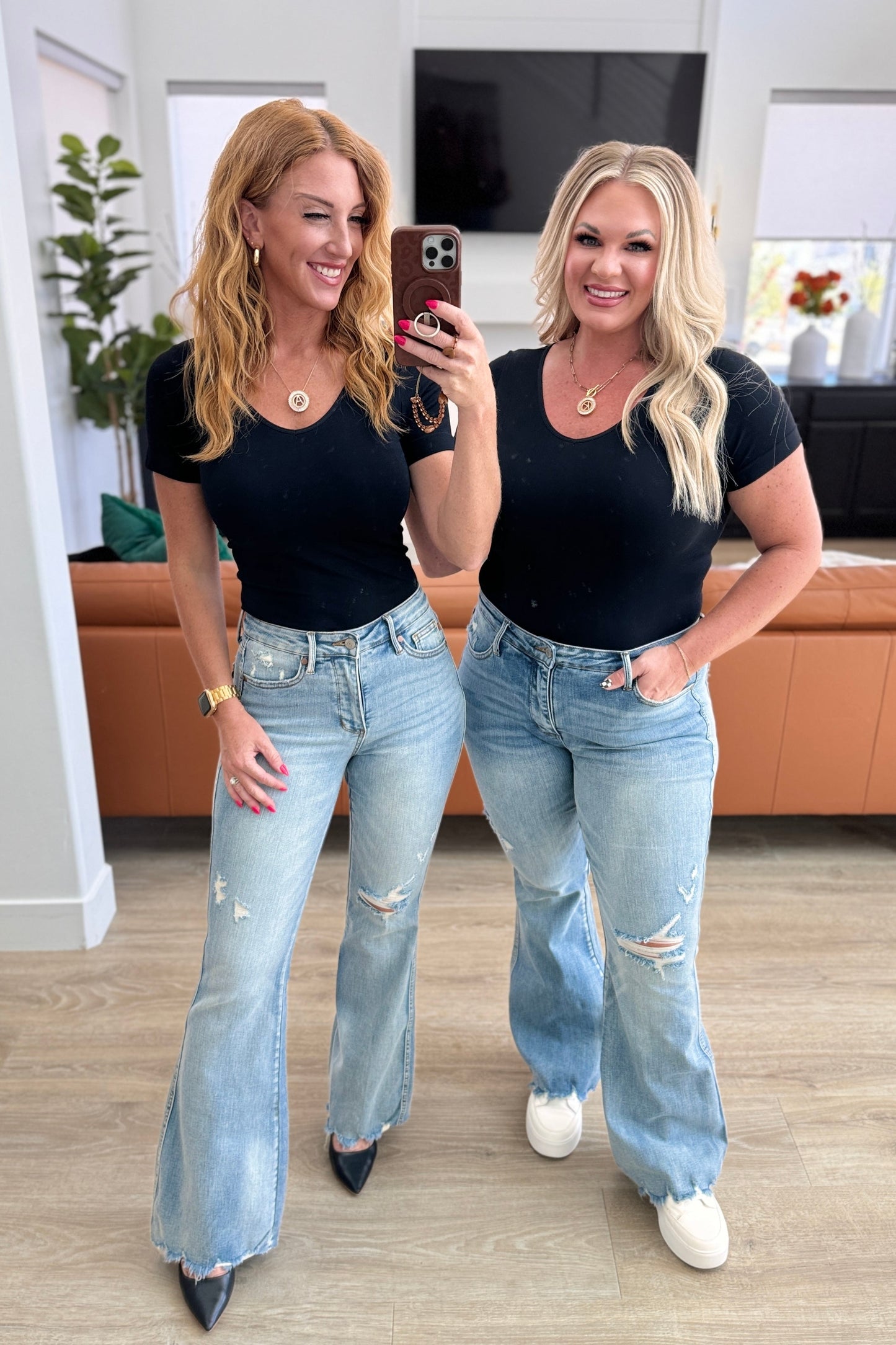 Judy Blue Caroline Control Top Distressed Flare Jeans
