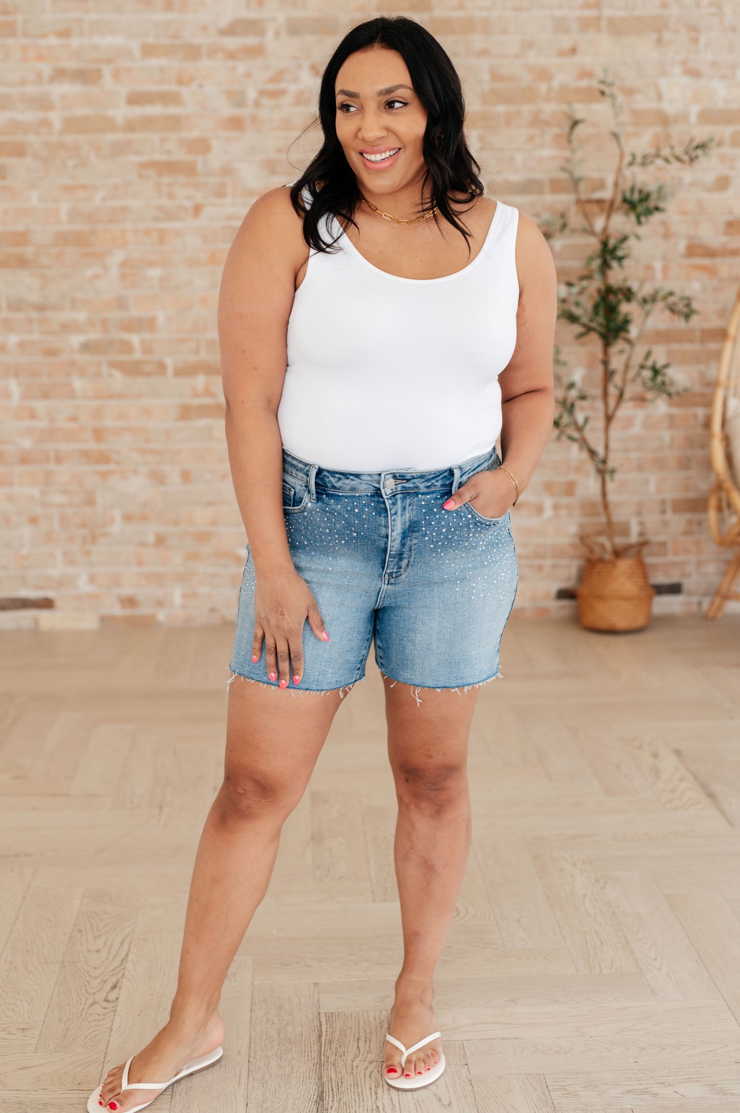 Judy Blue Elle Rhinestone Cutoff Shorts