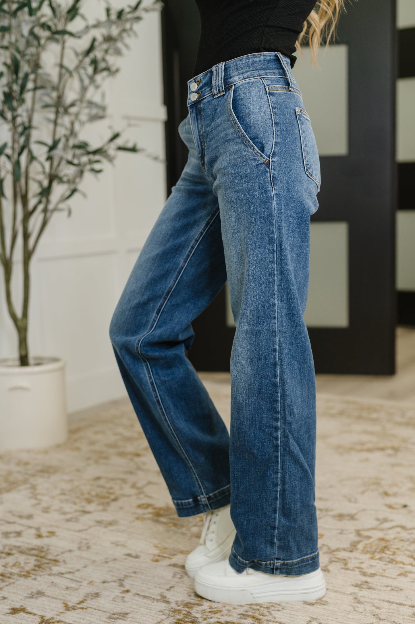 Judy Blue Elsie Double Button Wide Leg Jeans