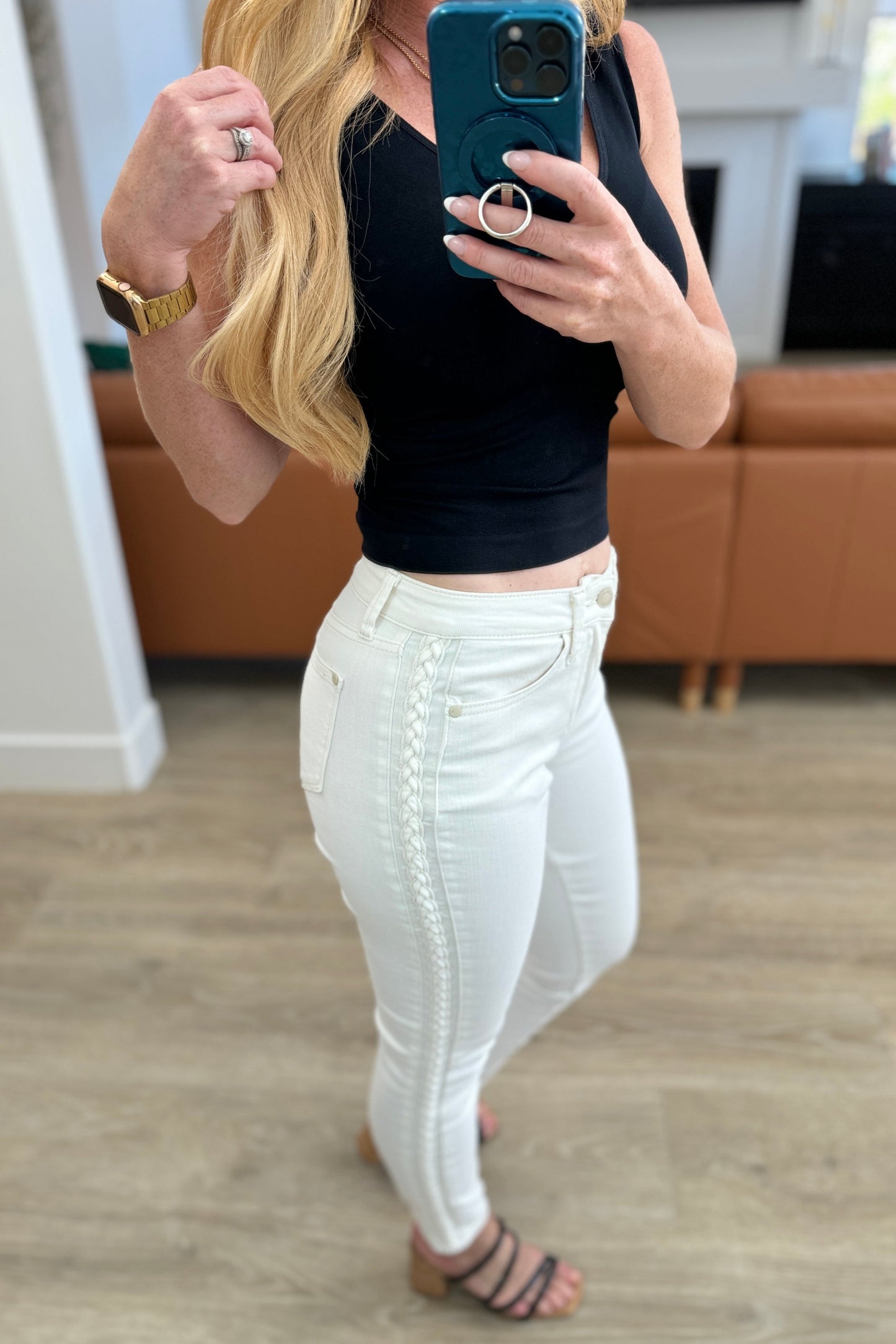 Judy Blue Maddie Braided Side Seam Relaxed Jeans