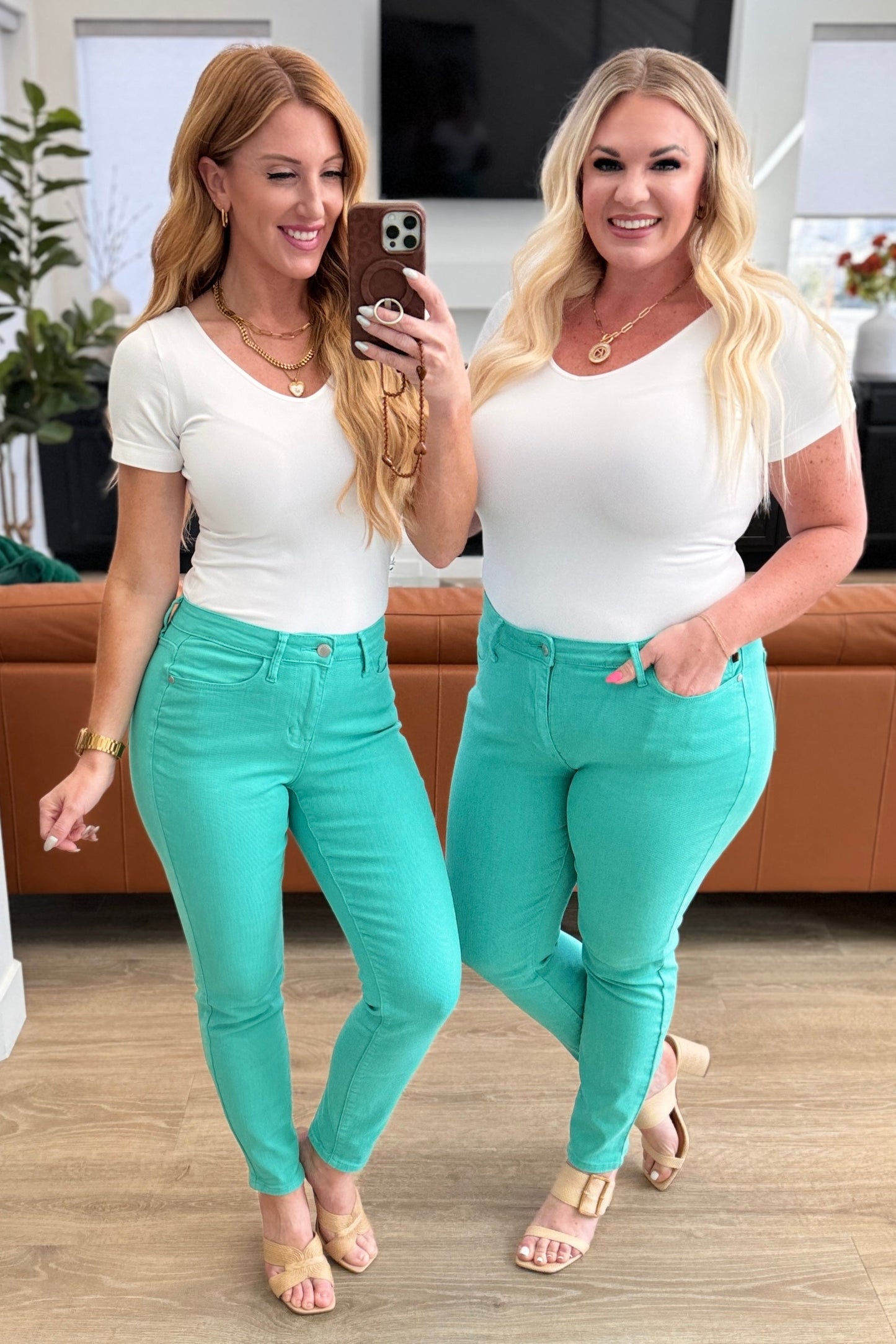 Judy Blue Bridgette High Rise Slim Jeans in Aquamarine