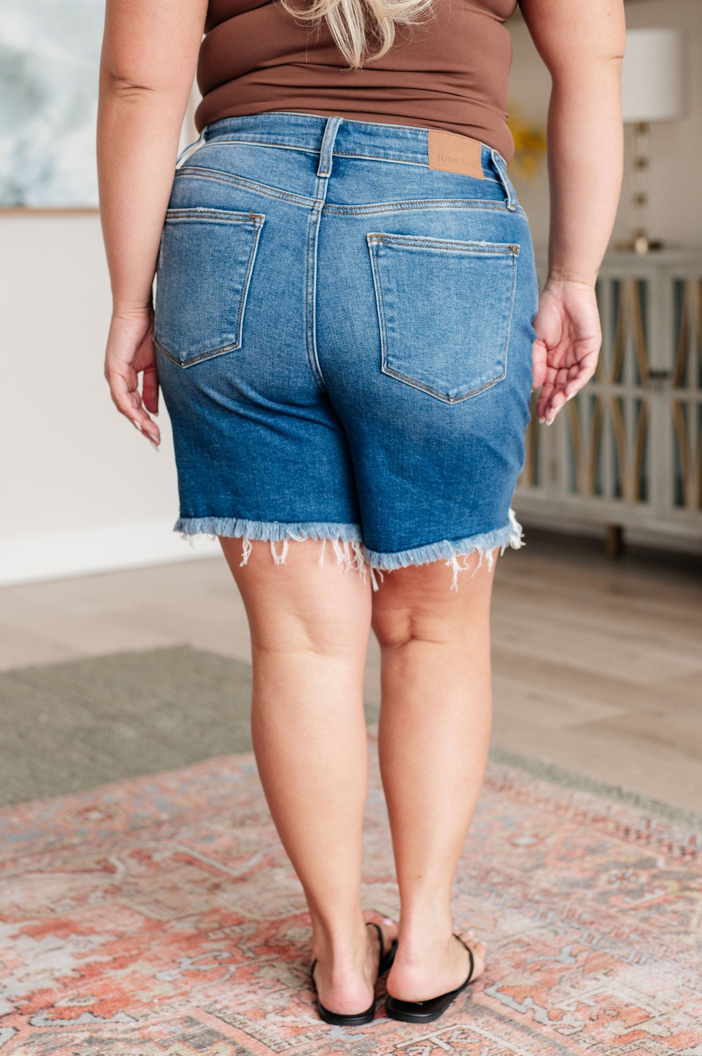 Judy Blue Kelsey Mid Rise Distressed Shorts