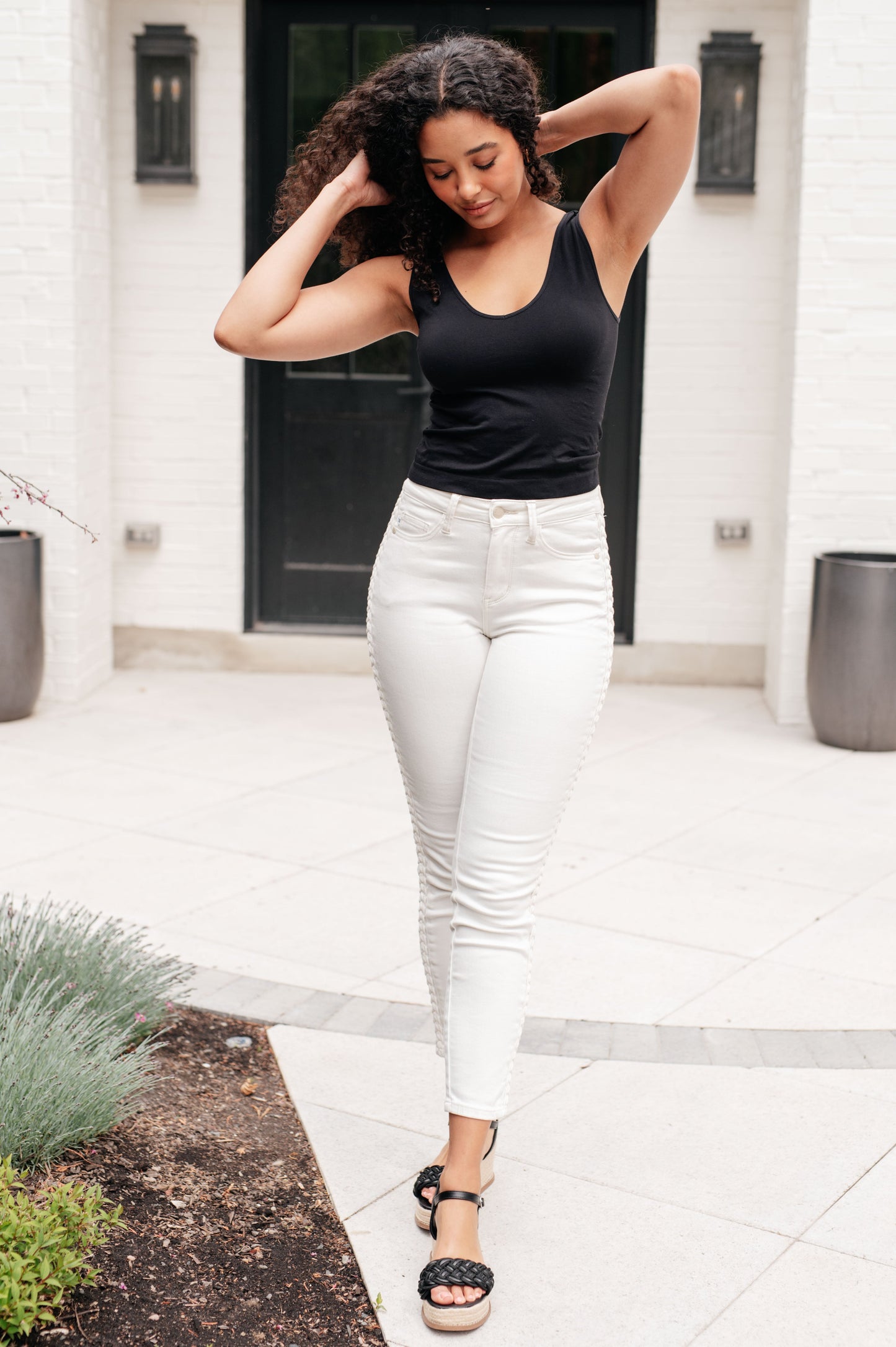 Judy Blue Maddie Braided Side Seam Relaxed Jeans
