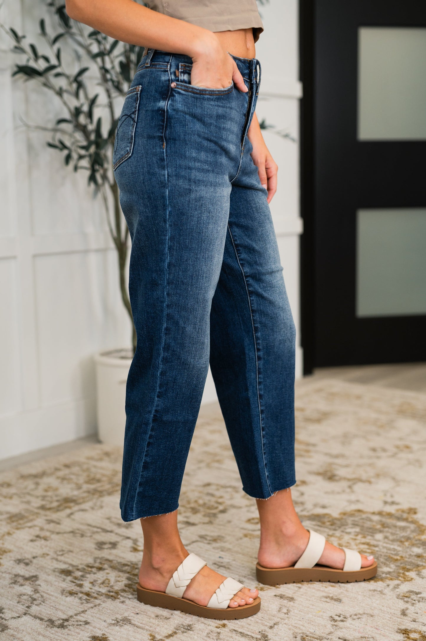 Judy Blue Maisie Back Pocket Embroidery Crop Wide