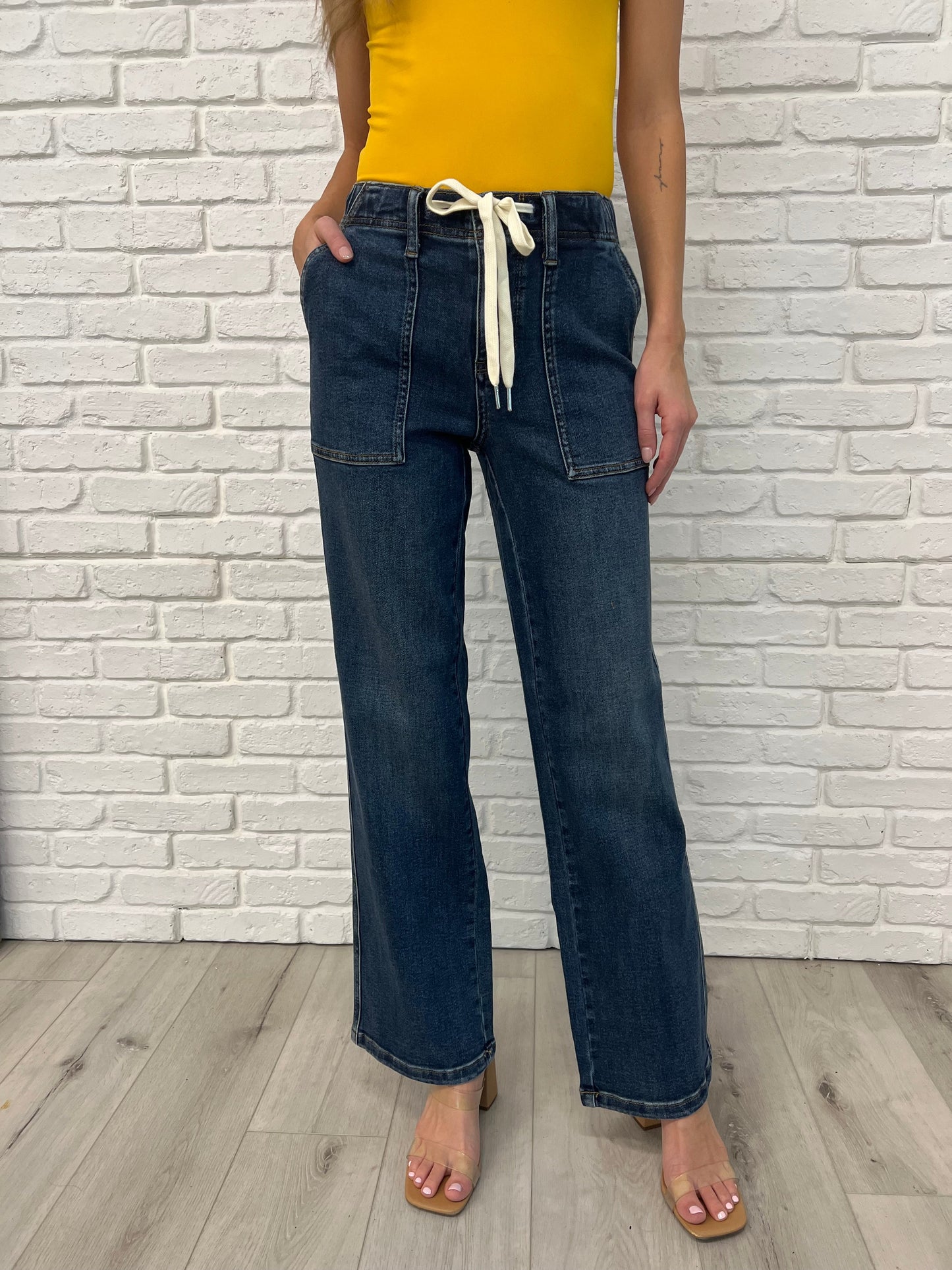 Judy Blue Melanie Drawstring Wide Leg Jeans
