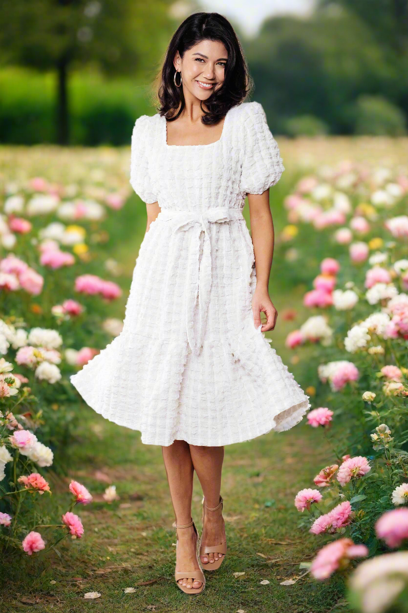 On Cloud Nine Bubble Midi Dress