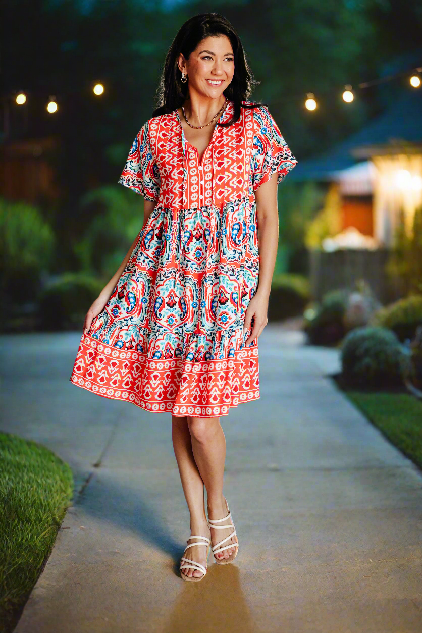 Journey On Mixed Print Dress