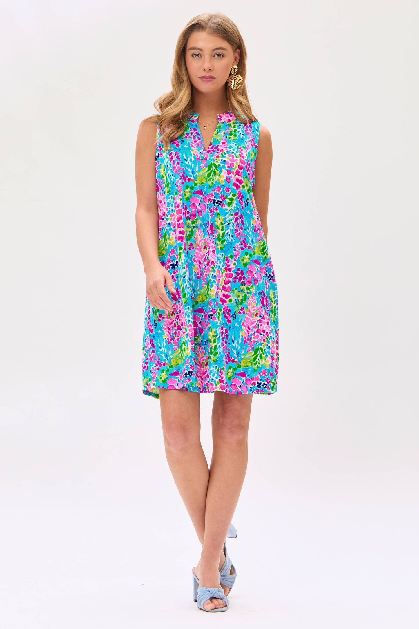 Floral Print Lizzy Back Pleat Detail Mini Dress