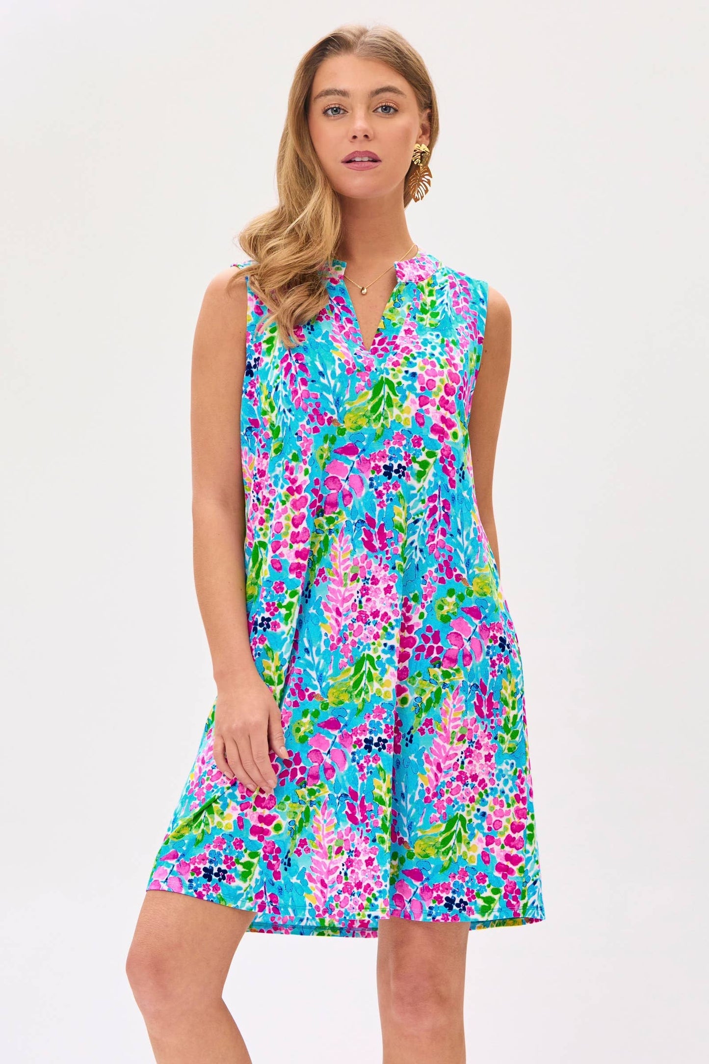 Floral Print Lizzy Back Pleat Detail Mini Dress