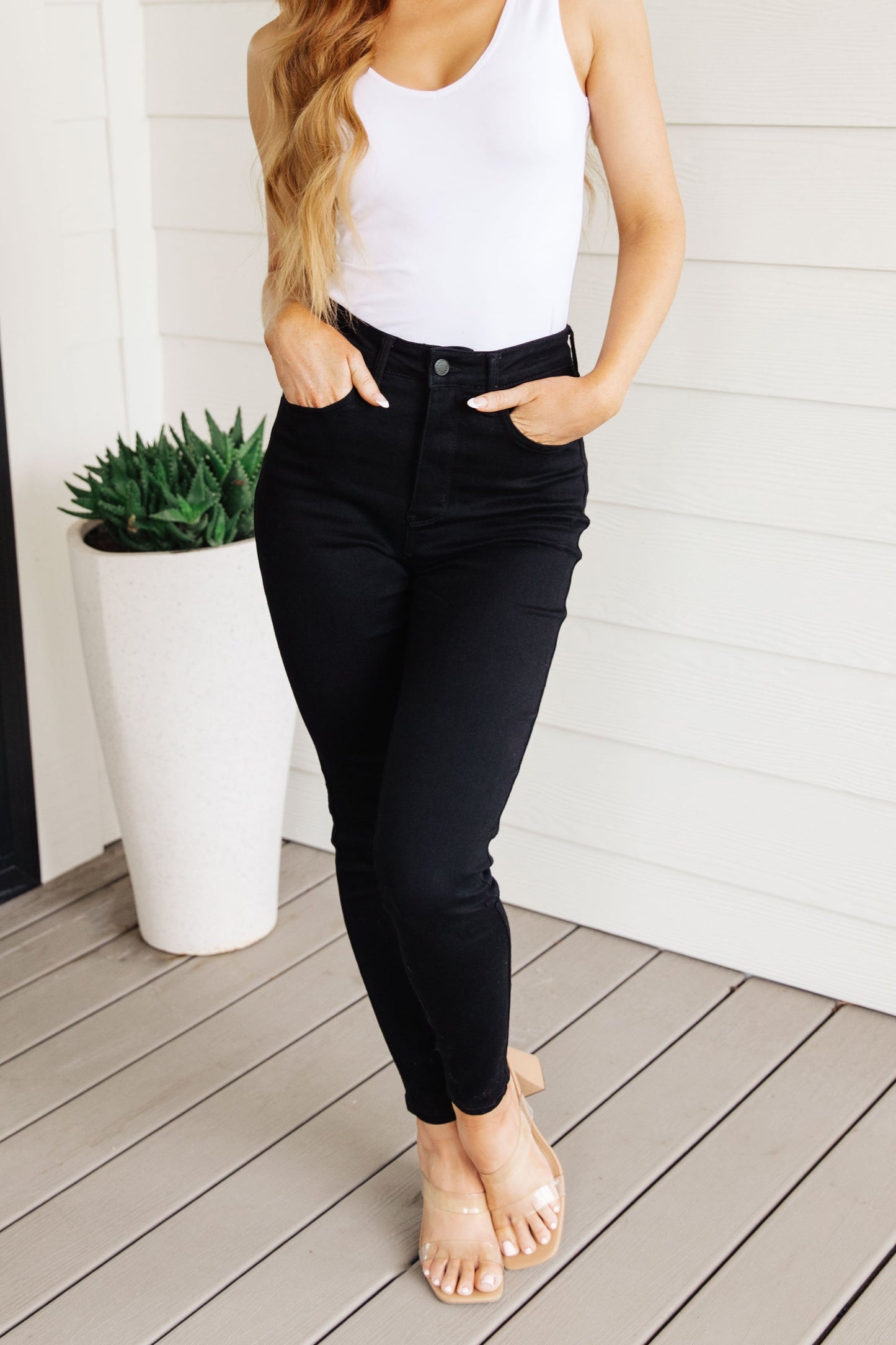 Judy Blue Audrey Control Top Classic Skinny Jeans in Black