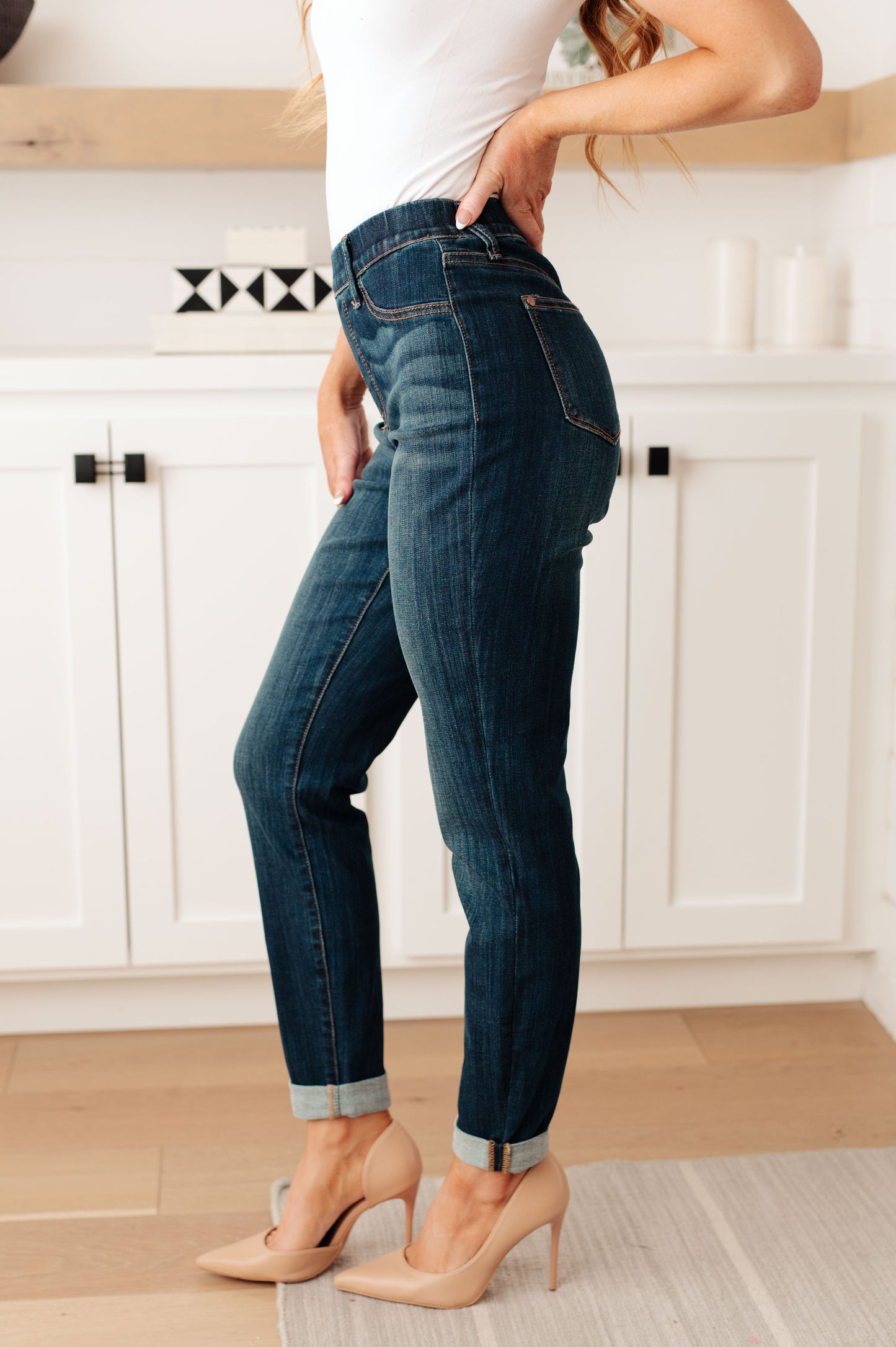 Judy Blue Rowena Pull On Double Cuff Slim Jeans