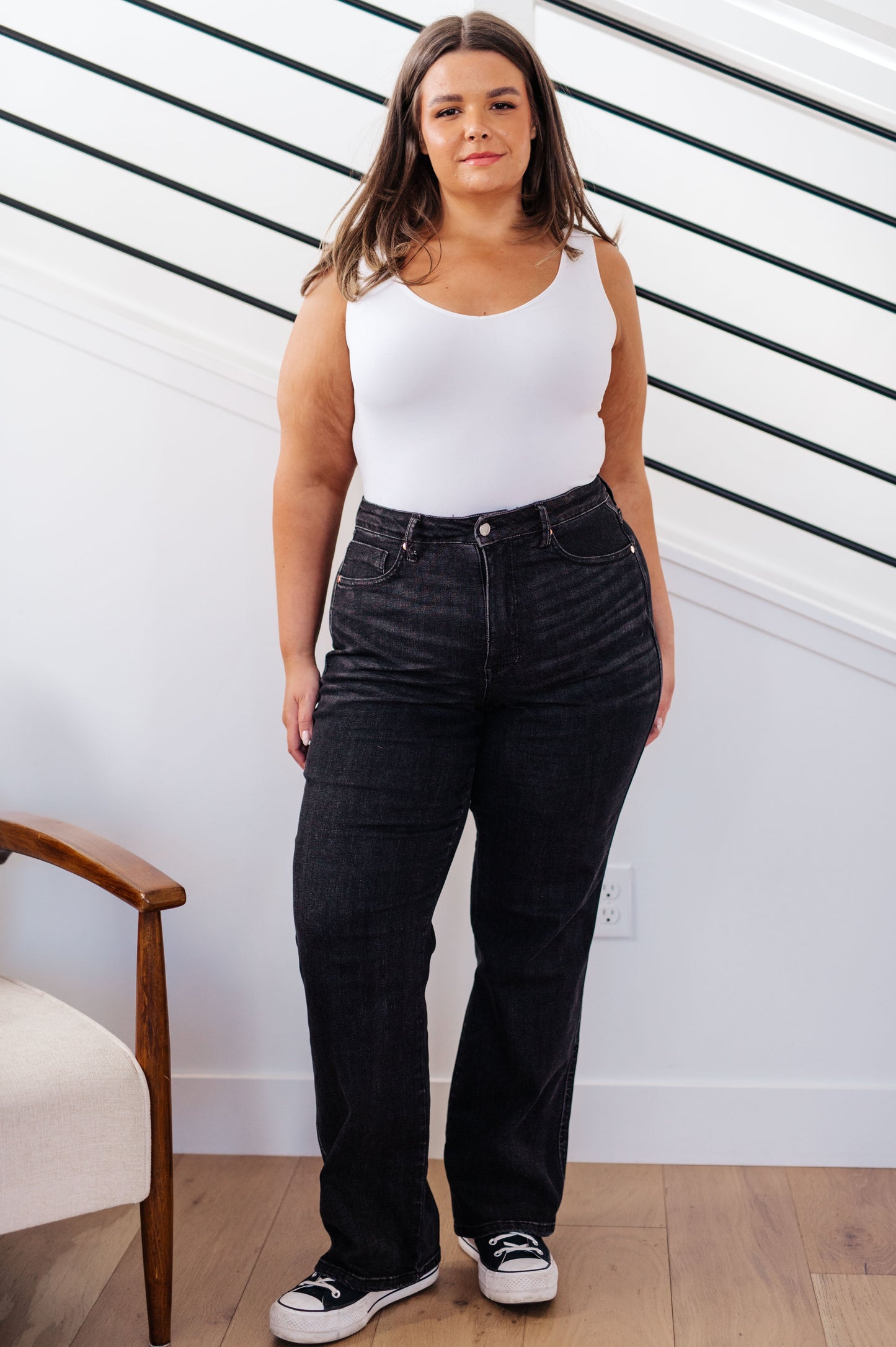 Judy Blue Joan Control Top Straight in Washed Black
