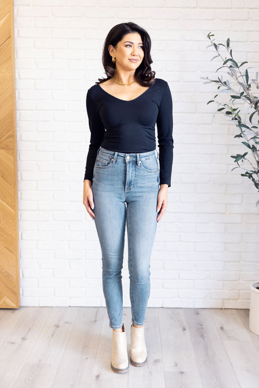 Judy Blue Justine Control Top Contrast Wash Skinny Jeans