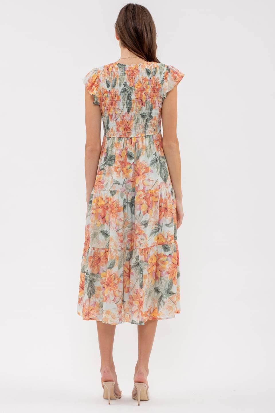 Sage Green Floral Midi Dress