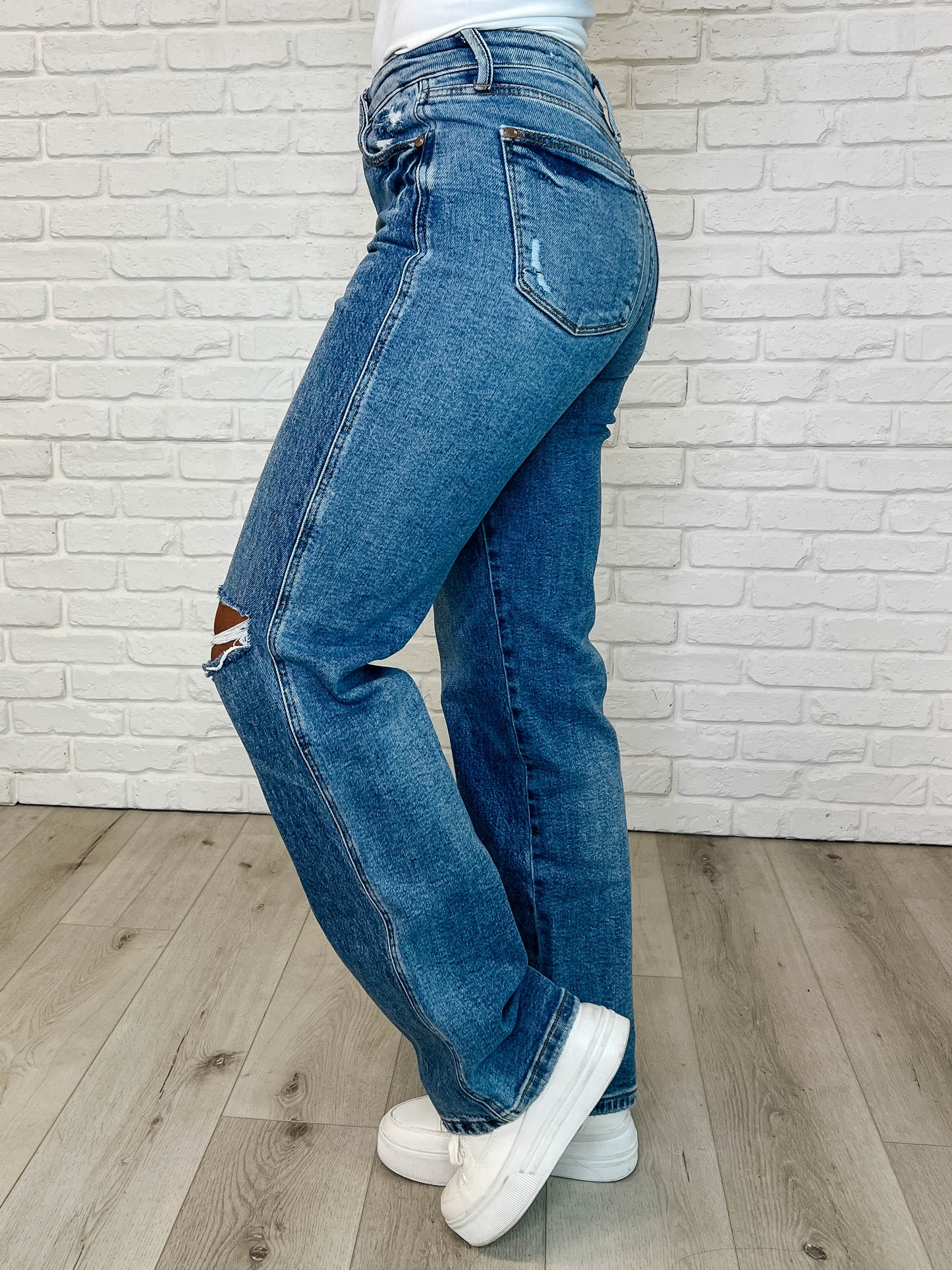 Judy Blue Dylan Criss-Cross Waistband Straight Jeans