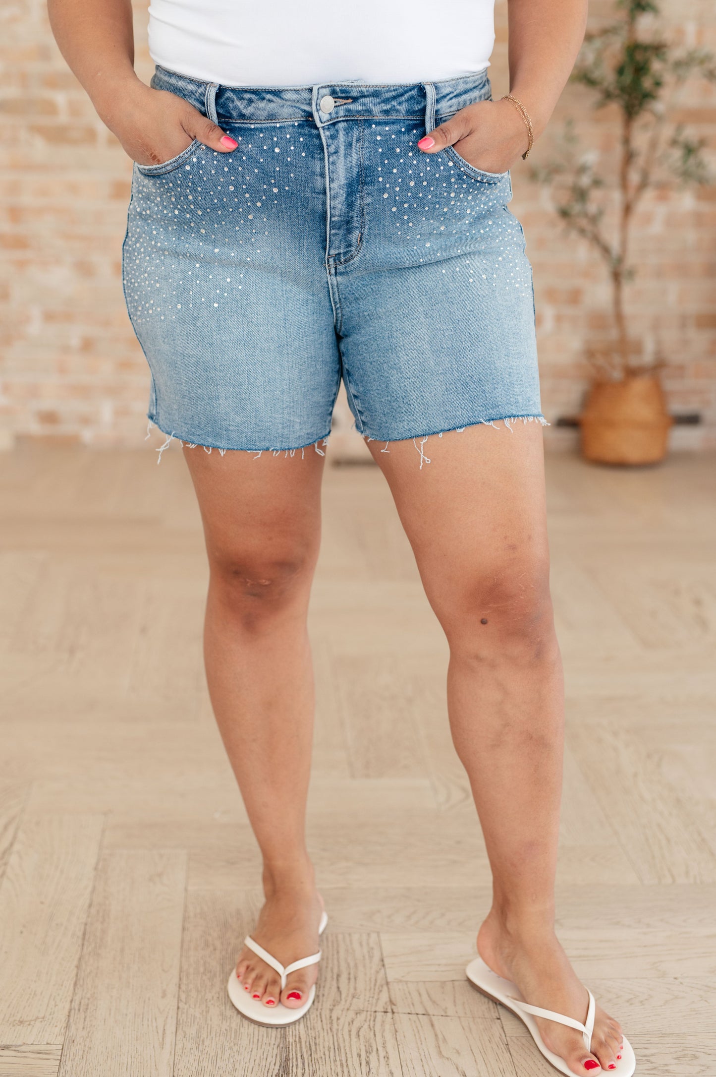 Judy Blue Elle Rhinestone Cutoff Shorts