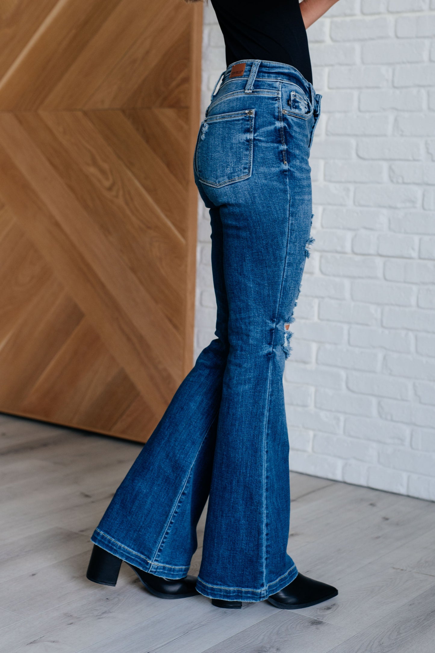 Judy Blue Gabriella Distressed Button Fly Flare