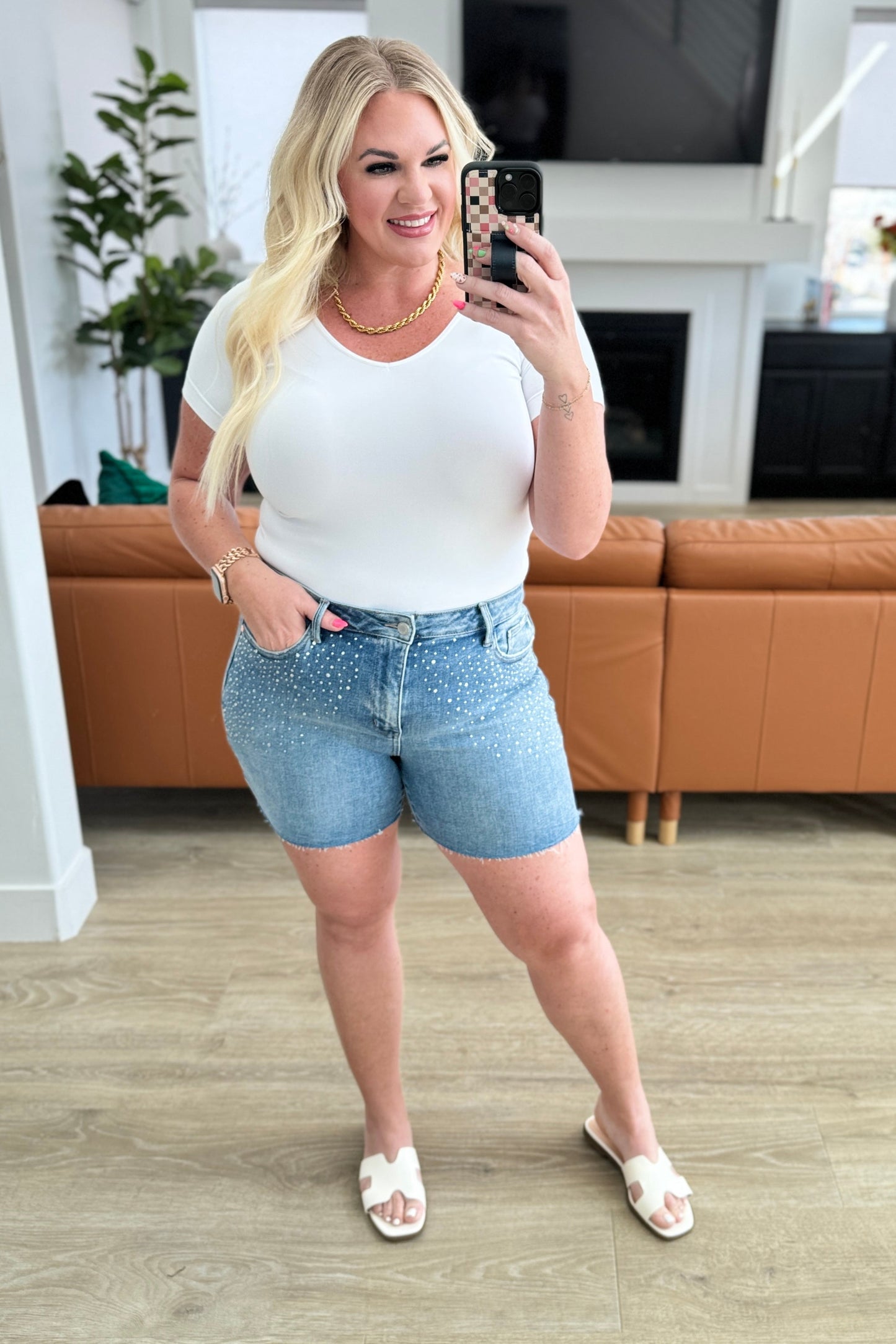Judy Blue Elle Rhinestone Cutoff Shorts