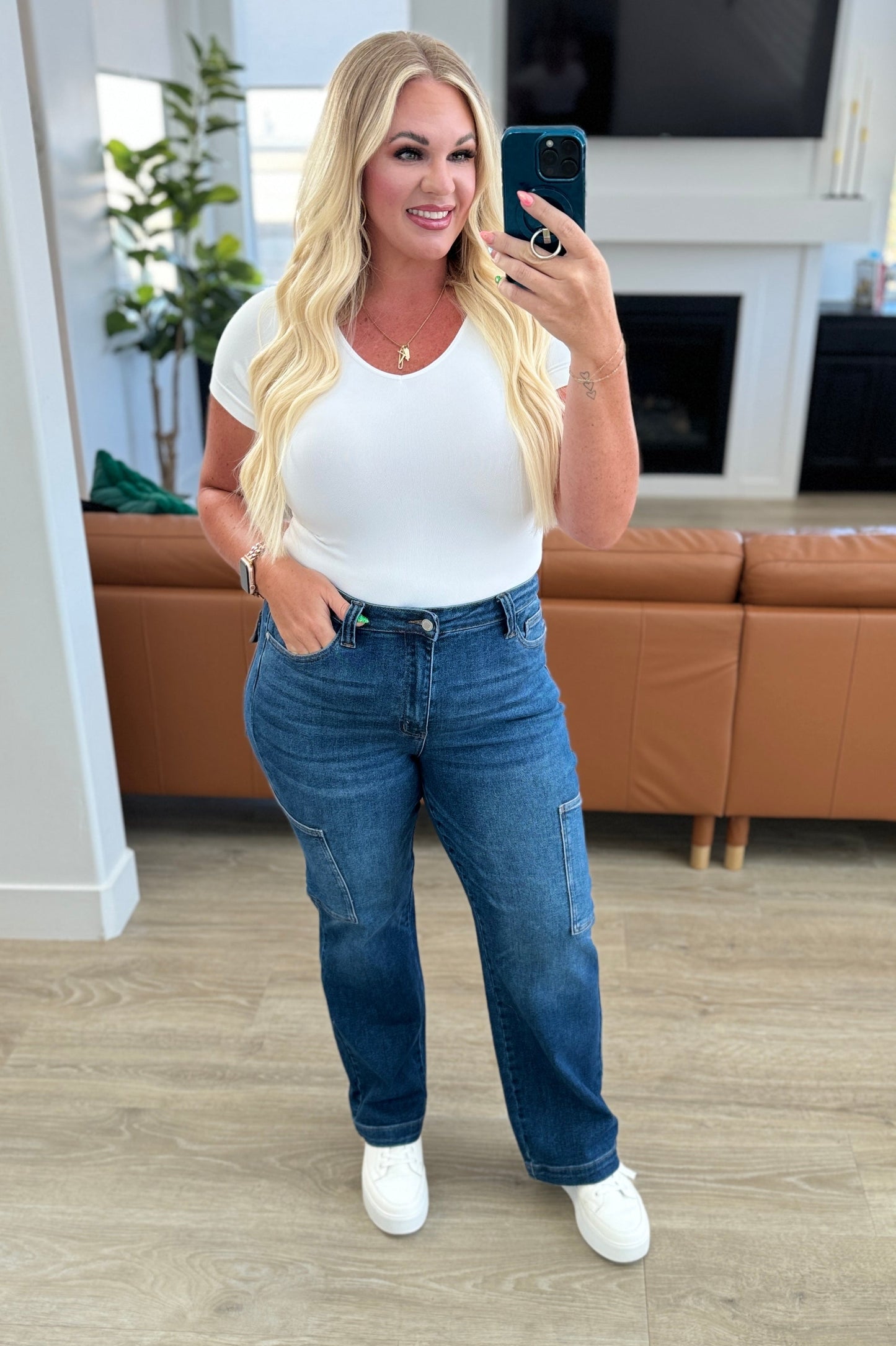 Judy Blue Leila Cargo Straight Jeans