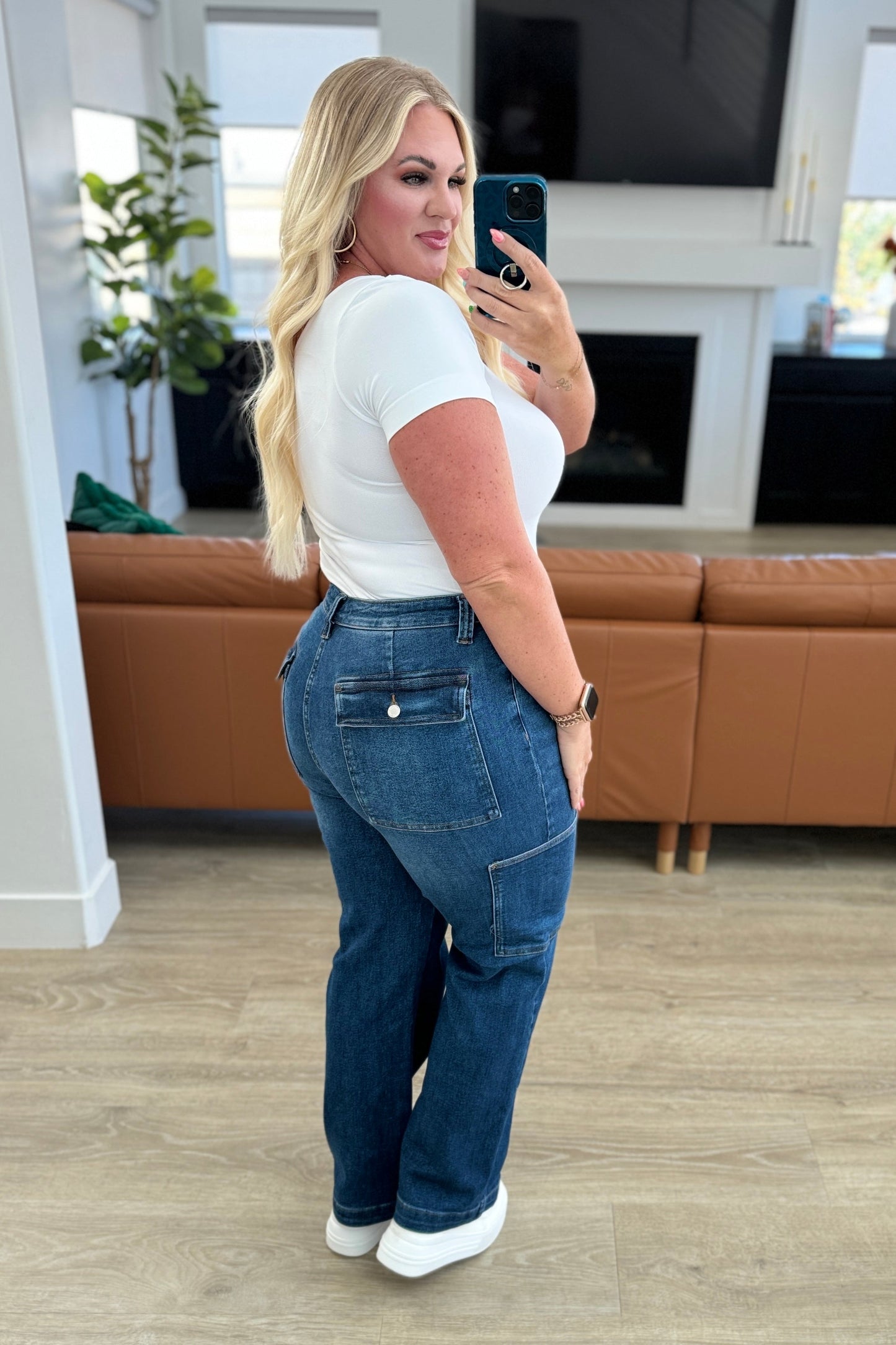 Judy Blue Leila Cargo Straight Jeans