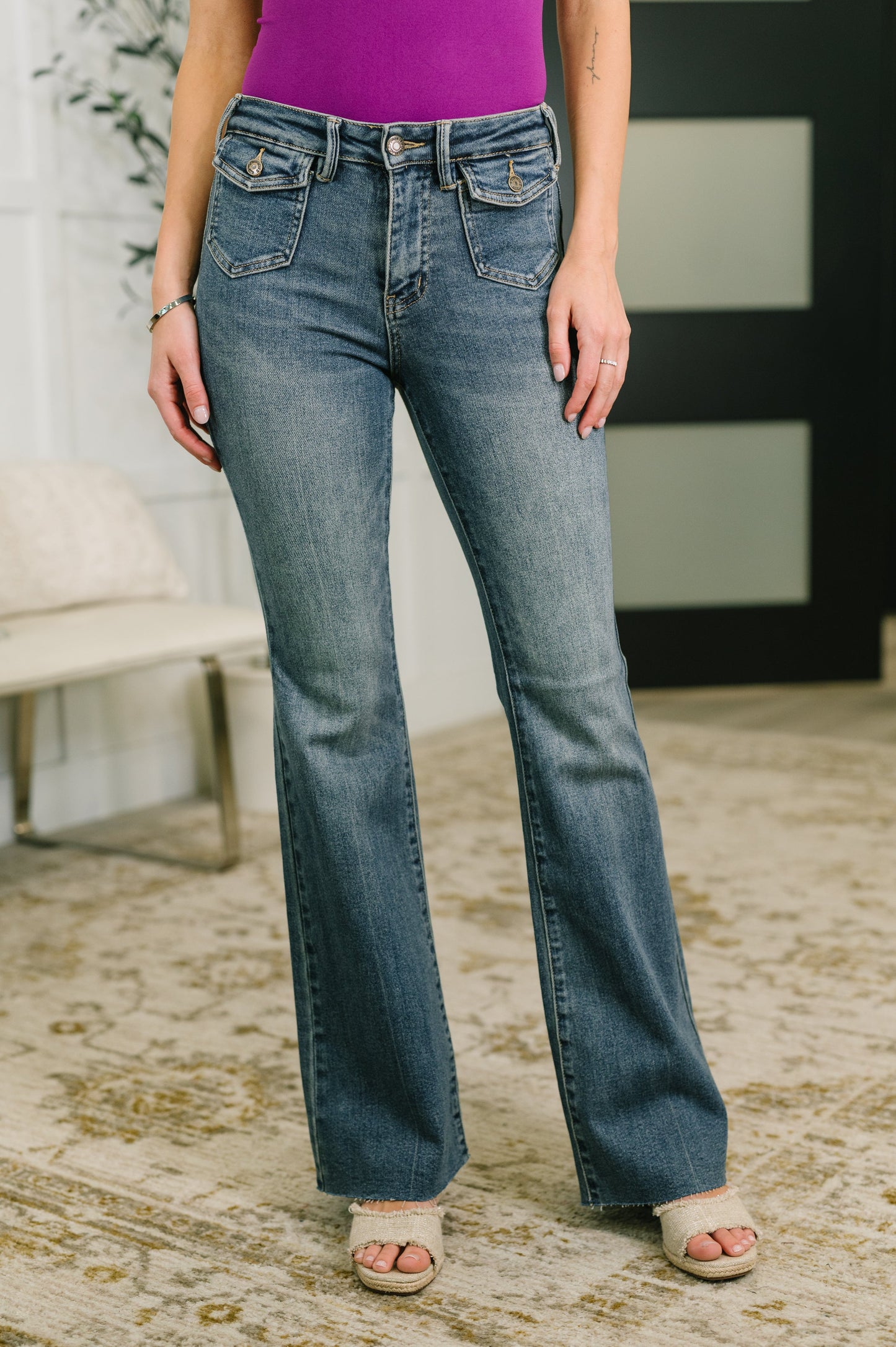 Judy Blue Jackie Flare Jean with Front Flap Pockets