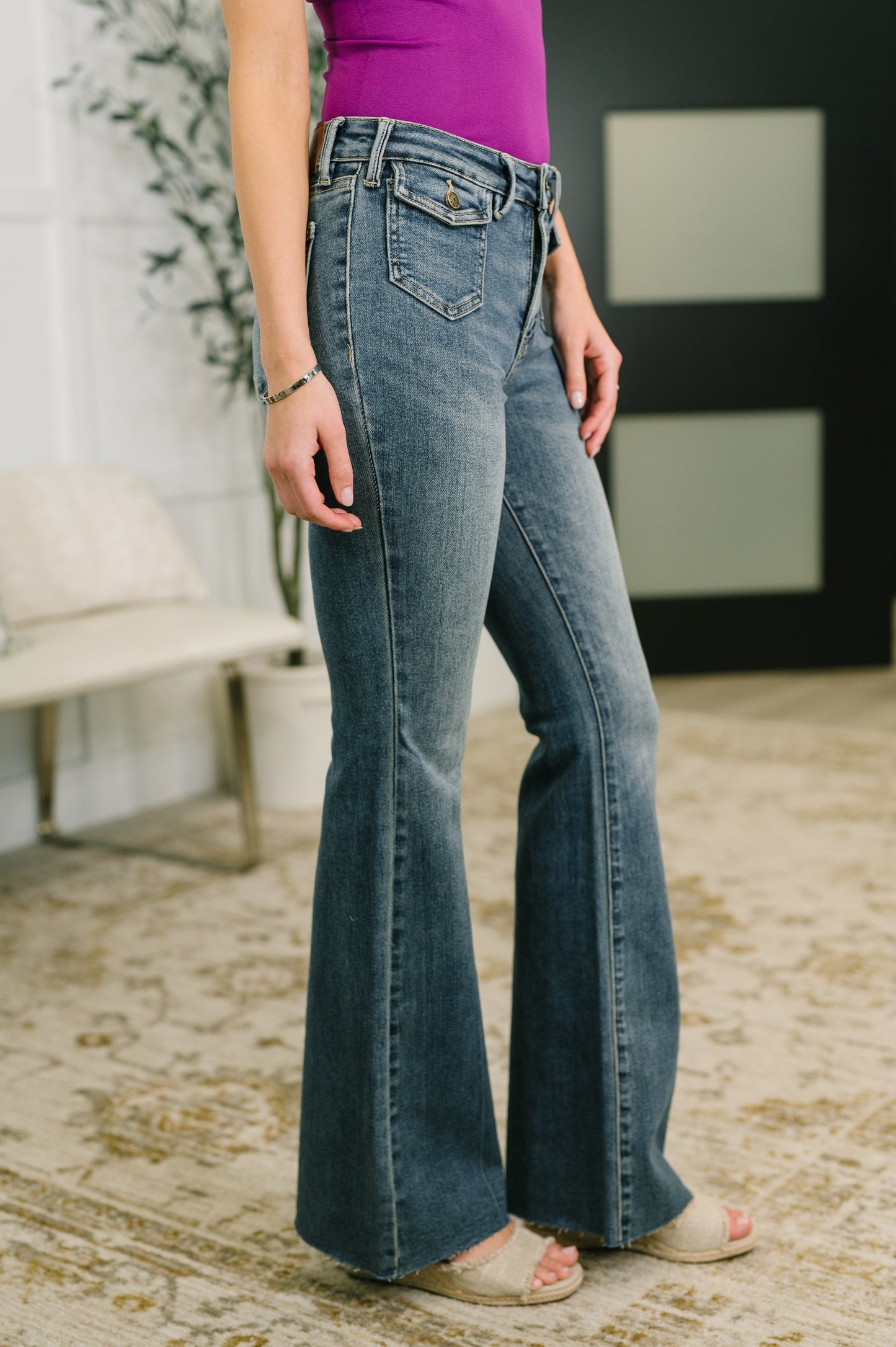 Judy Blue Jackie Flare Jean with Front Flap Pockets