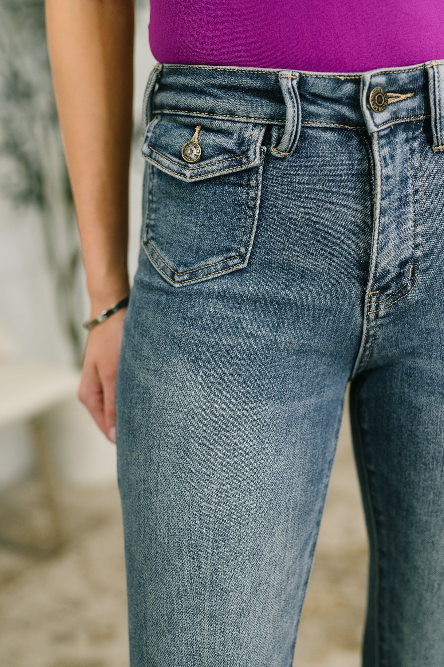 Judy Blue Jackie Flare Jean with Front Flap Pockets