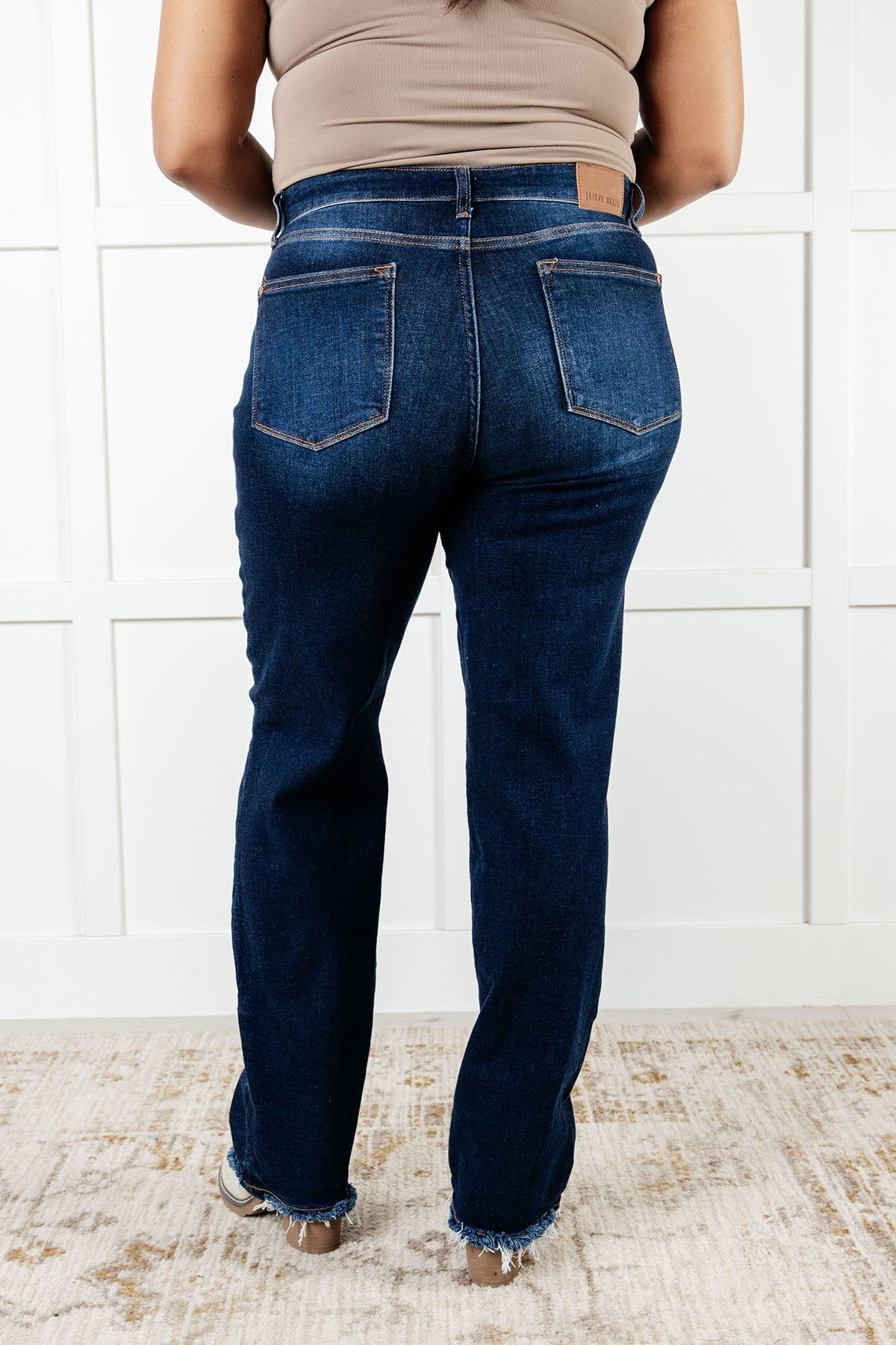 Judy Blue Jacqueline Frayed Hem Straight Leg Jean