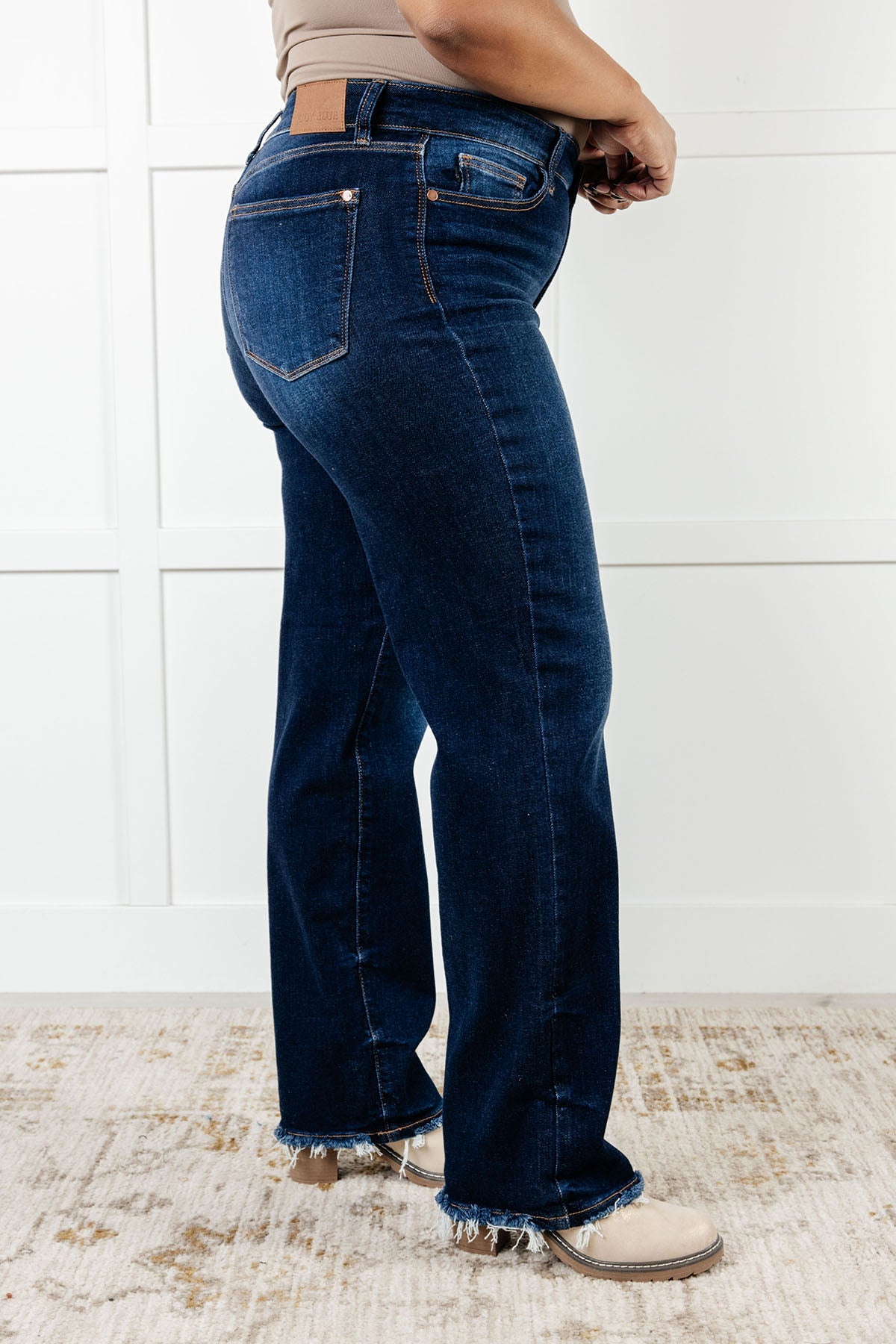 Judy Blue Jacqueline Frayed Hem Straight Leg Jean