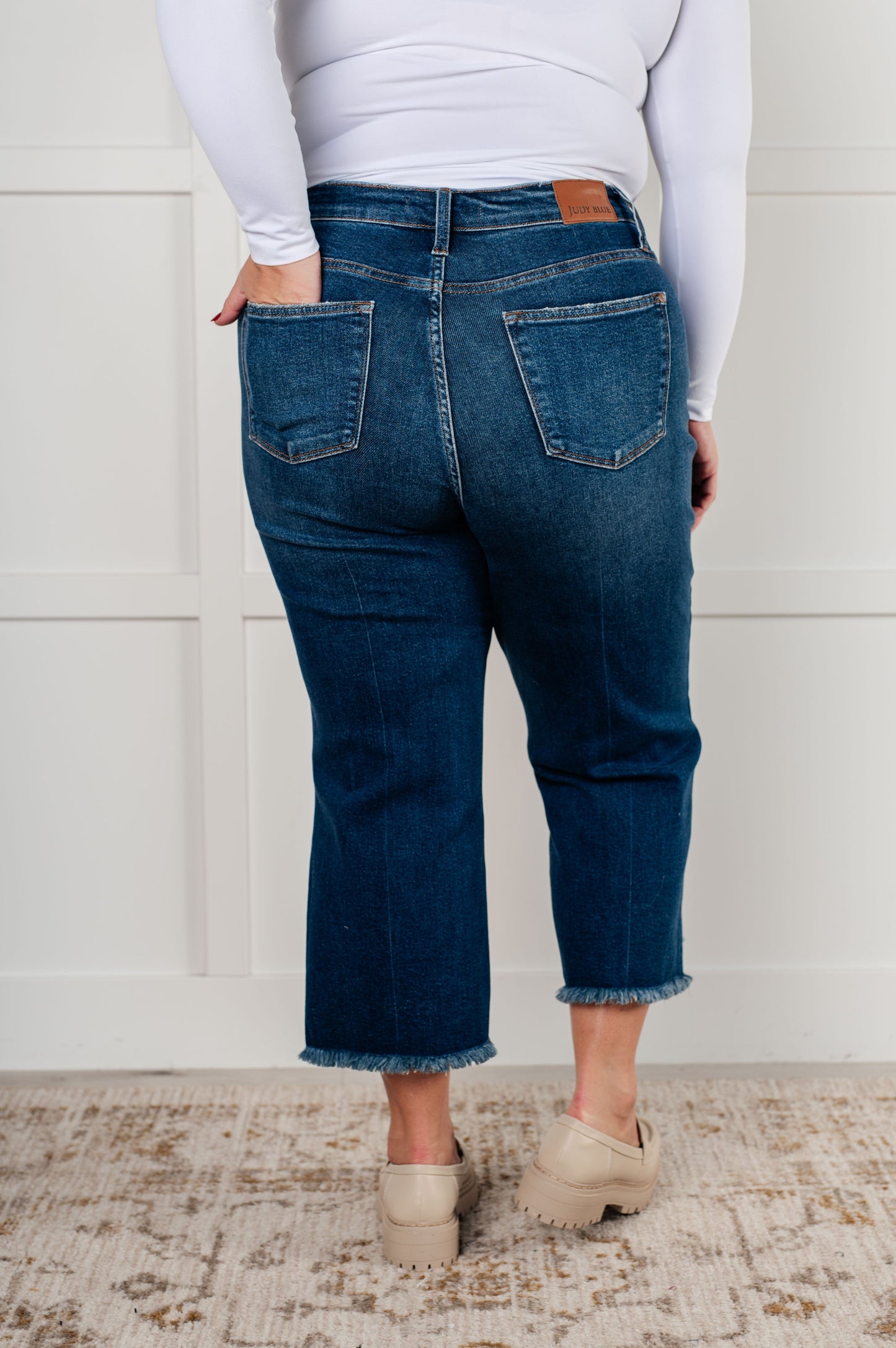 Judy Blue Janice Button Fly Wide Leg Crop Jeans
