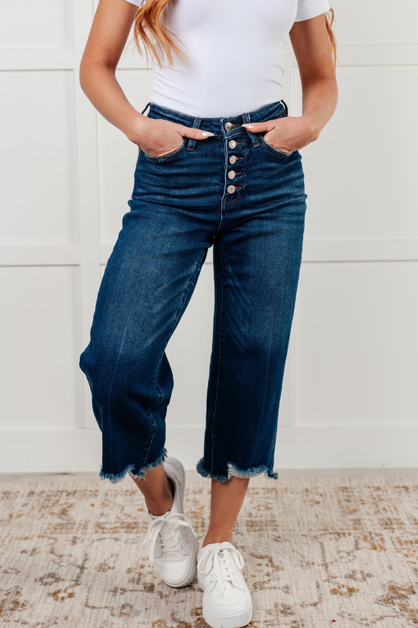 Judy Blue Janice Button Fly Wide Leg Crop Jeans