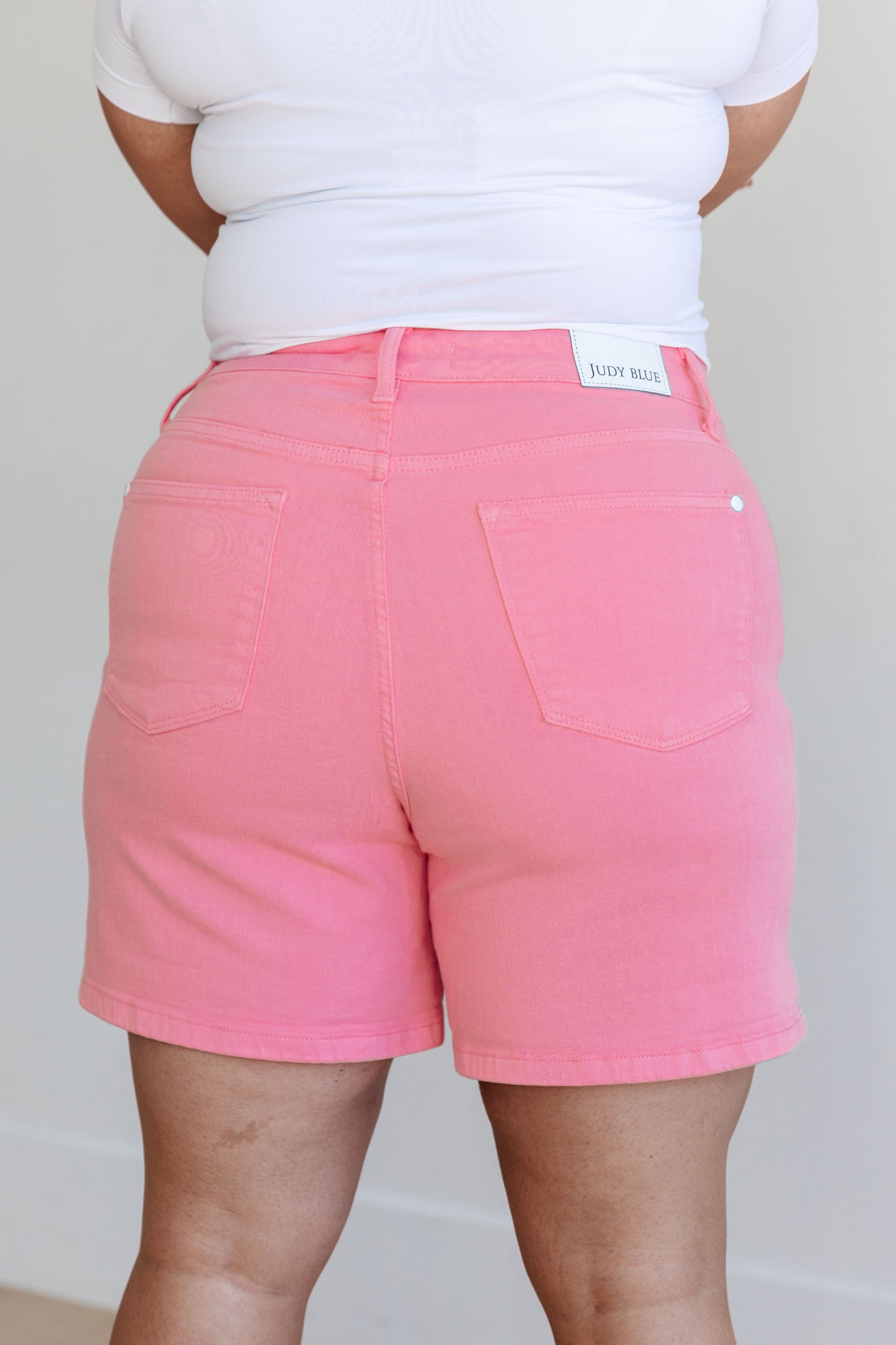 Judy Blue Jenna High Rise Cuffed Shorts in Pink