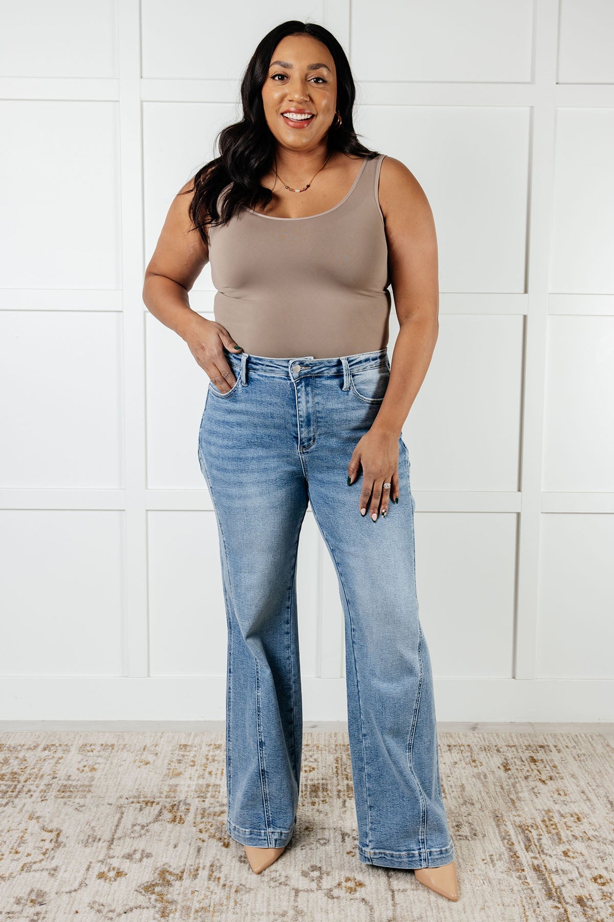Judy Blue Melia Side Seam Detail Wide Leg Jeans
