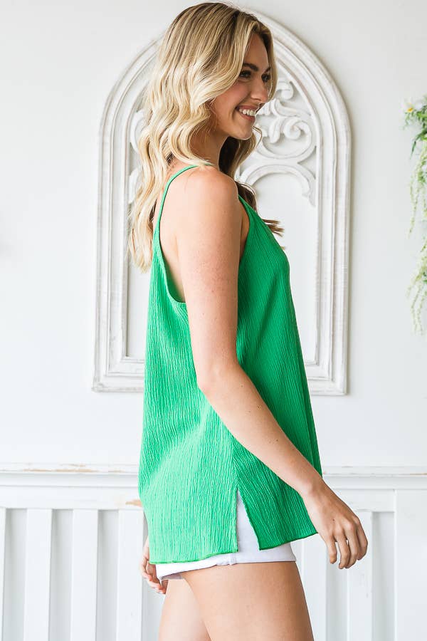 Textured Tank Top in Kelly Green