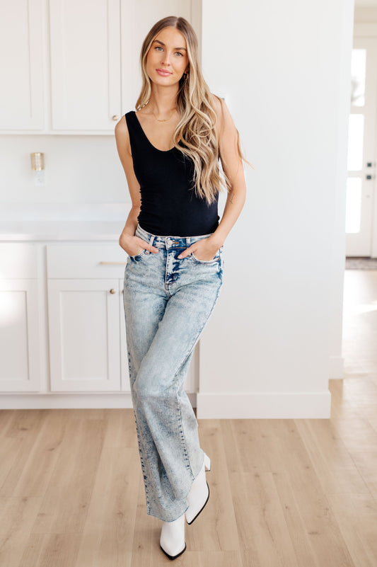 Judy Blue Dory High Waist Mineral Wash Wide Leg Jeans